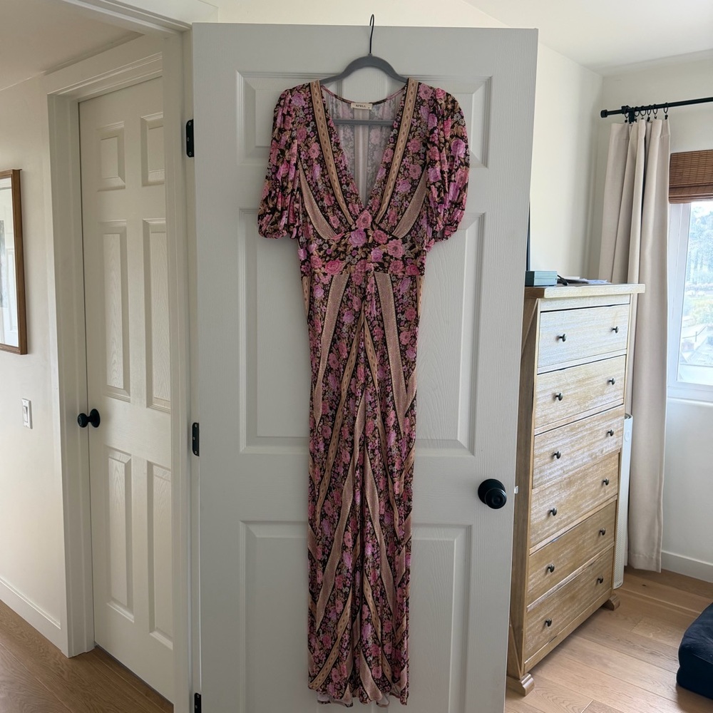 Spell Pink and Brown Floral Maxi Dress